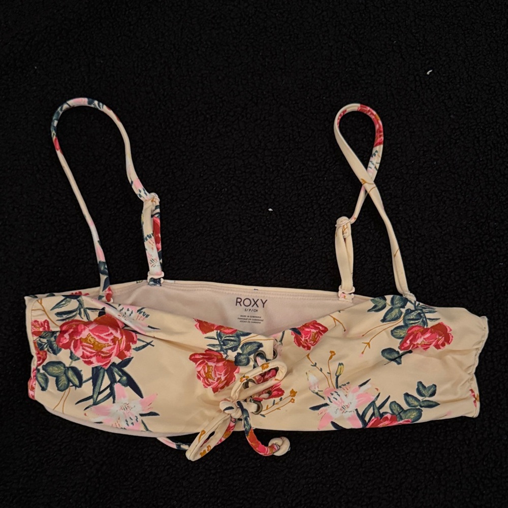 Roxy Green and Pink Floral Bikini Top